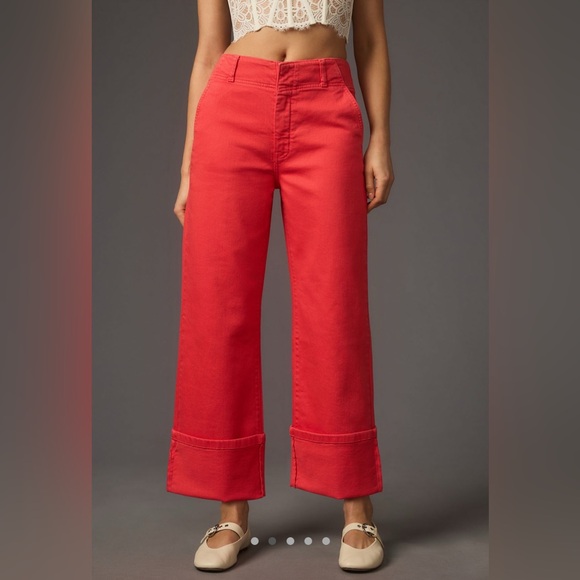 NWT Pilcro Relaxed Cuff Mid-Rise Straight-Leg Jeans in Teaberry - Picture 2 of 7